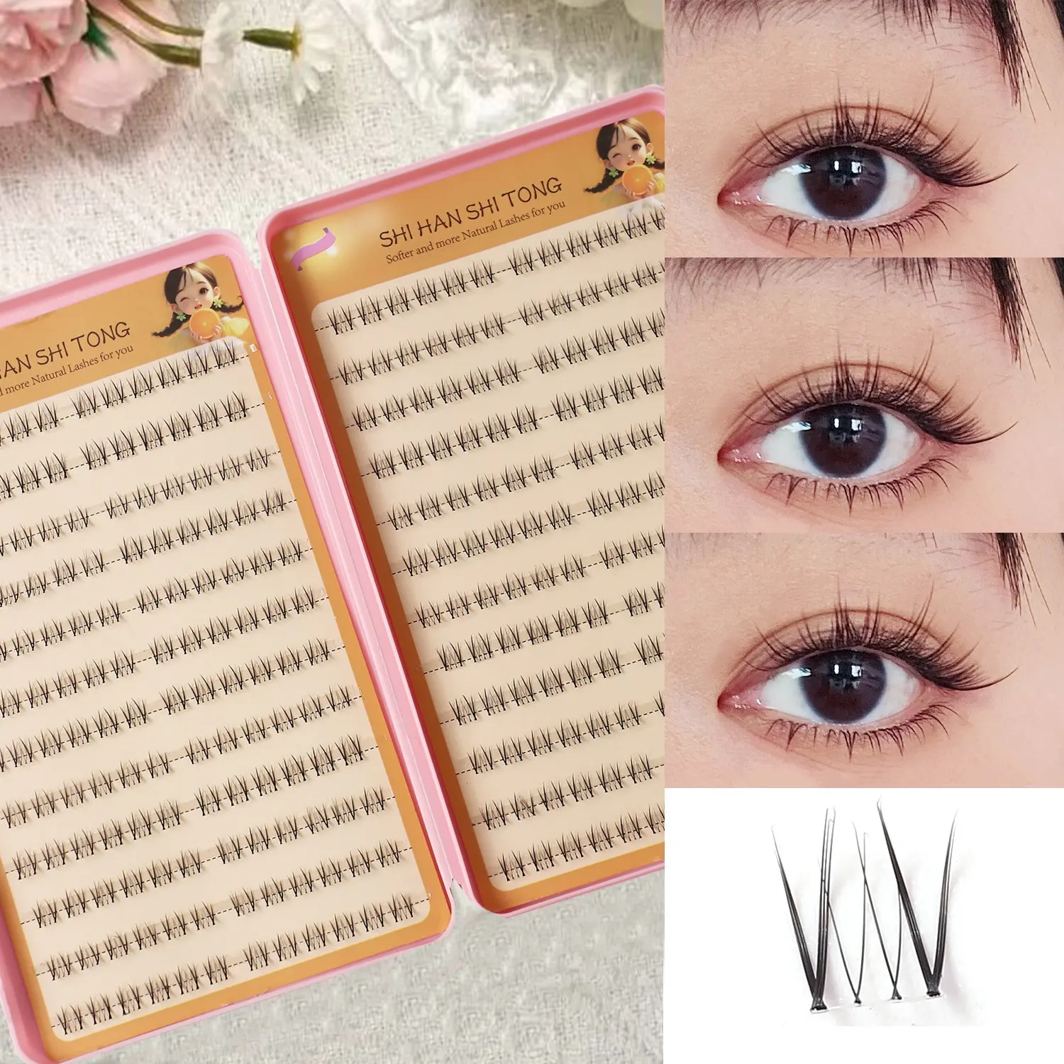 Little Flame Cluster Lower Lashes, Large Capacity Lash Book, Segmented Individual Bottom Eyelashes, Natural Manga Style, Beginner Friendly, Volume False Eyelashes