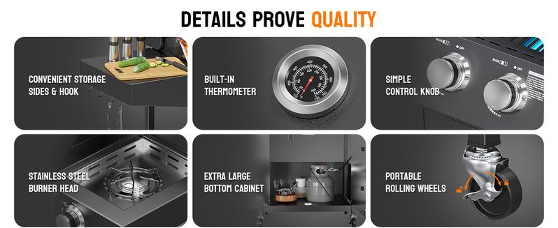 ROVSUN 3 Burner Propane Gas Grill with Side Burner, 46,000BTU BBQ Grills with Enameled Cast Iron Grates, Shelf & Cabinet for Outdoor Garden Patio Backyard Barbecue Cooking