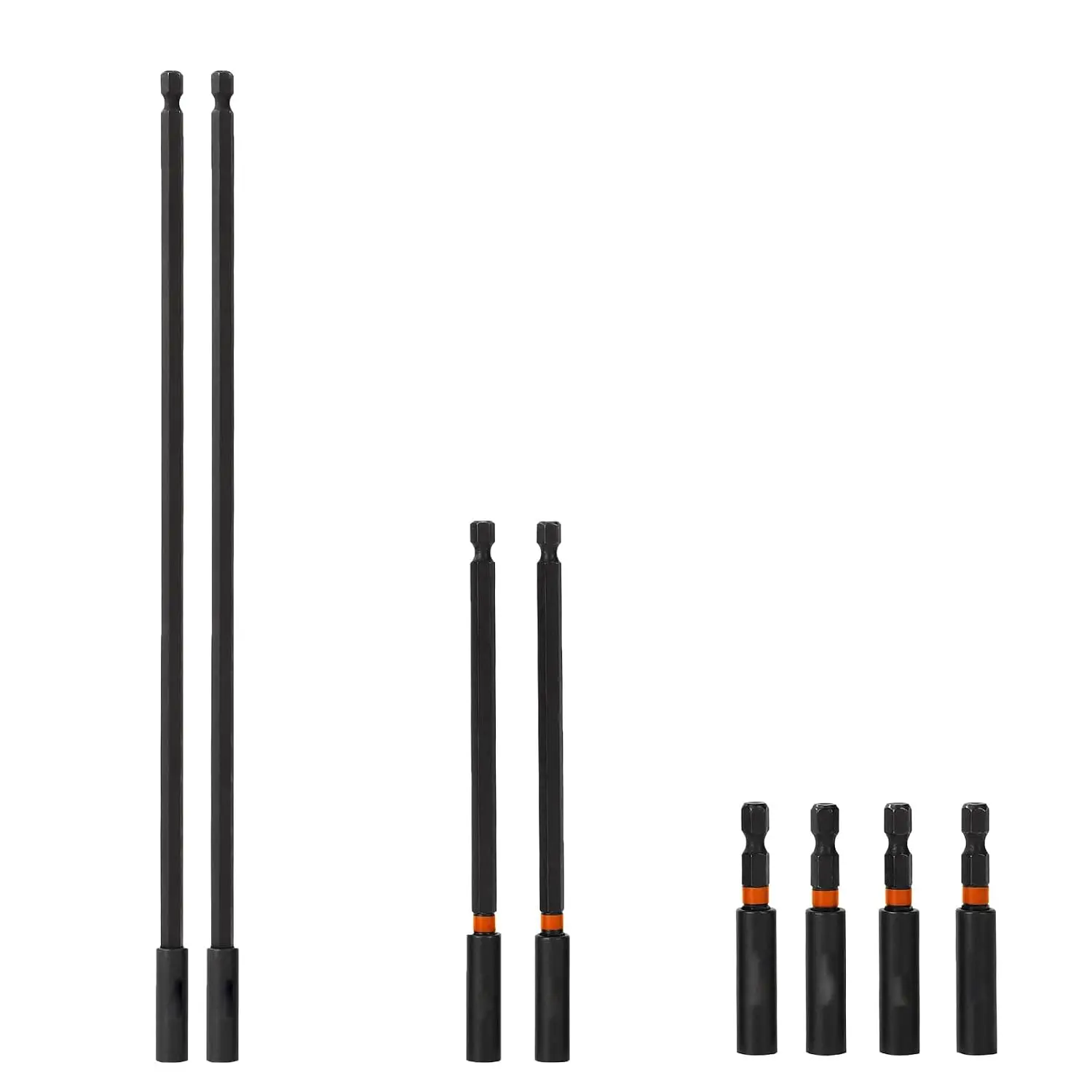 8 count Bit Holder Extension Stainless Sleeve Set | Extra Long 12", 6" & 2.5"  Bit Extensions, 1/4" Hex Shank  Driver Extender for Power Drills