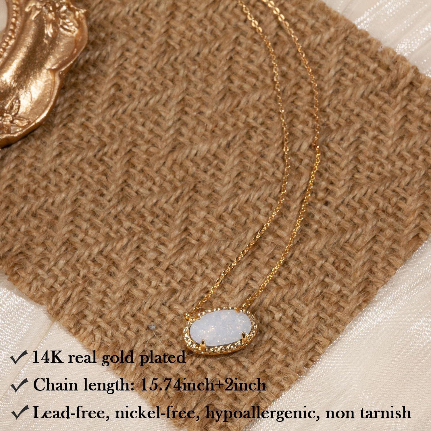 European and American cross-border best-selling necklace with colorful zircon and natural stone, oval collarbone chain, fashionable and trendy niche personalized jewelry