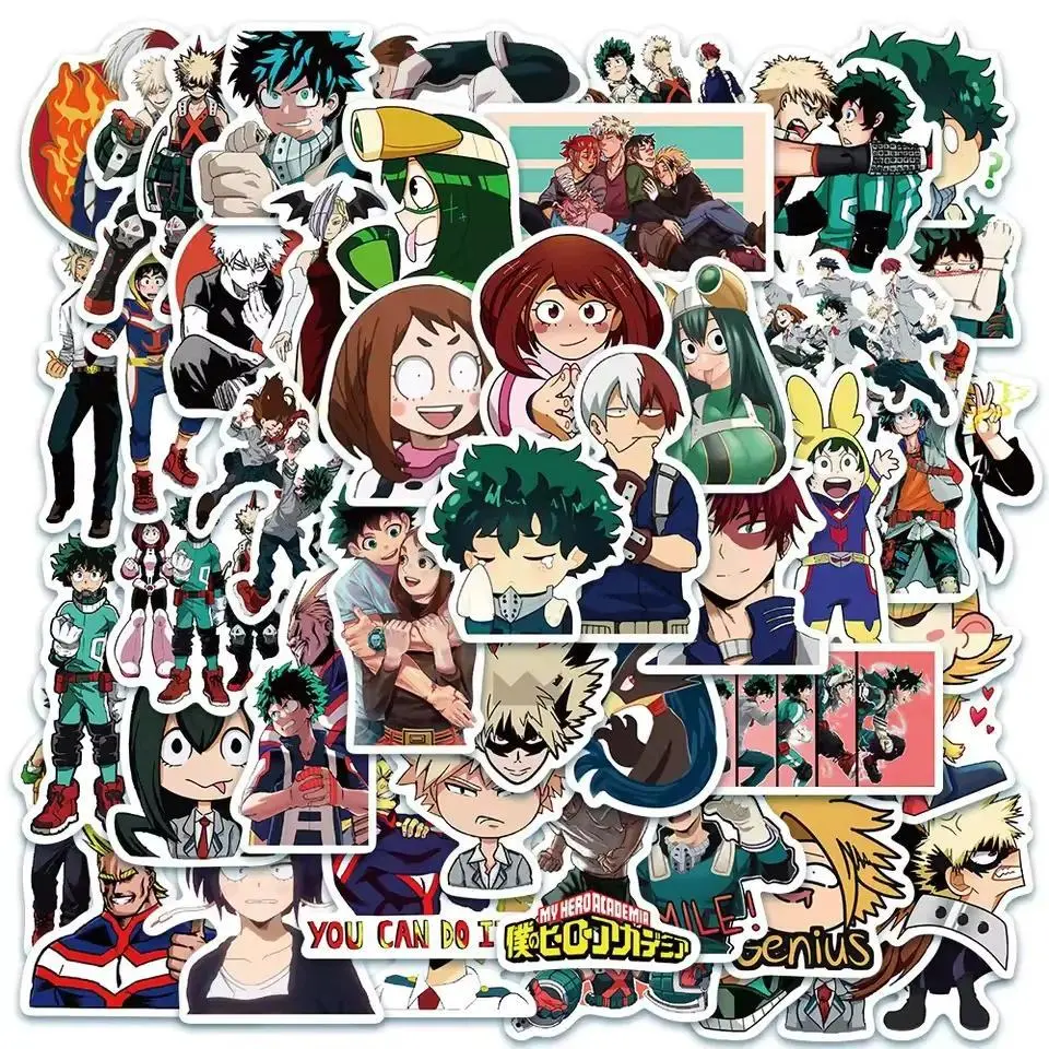 100PCS My Hero Academia Stickers Deku Anime Sticker Motorcycle Stationery Luggage Bakugou Katsuki All Might Decal Toy