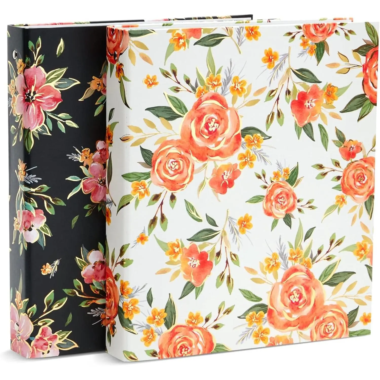 2 Pack Colorful Floral 3 Ring Binder with 1.5 Inch Rings, Decorative File Folder for Office Supplies, Planner, Portfolio, 250 Sheet Capacity (11.5 x 10.5 in)
