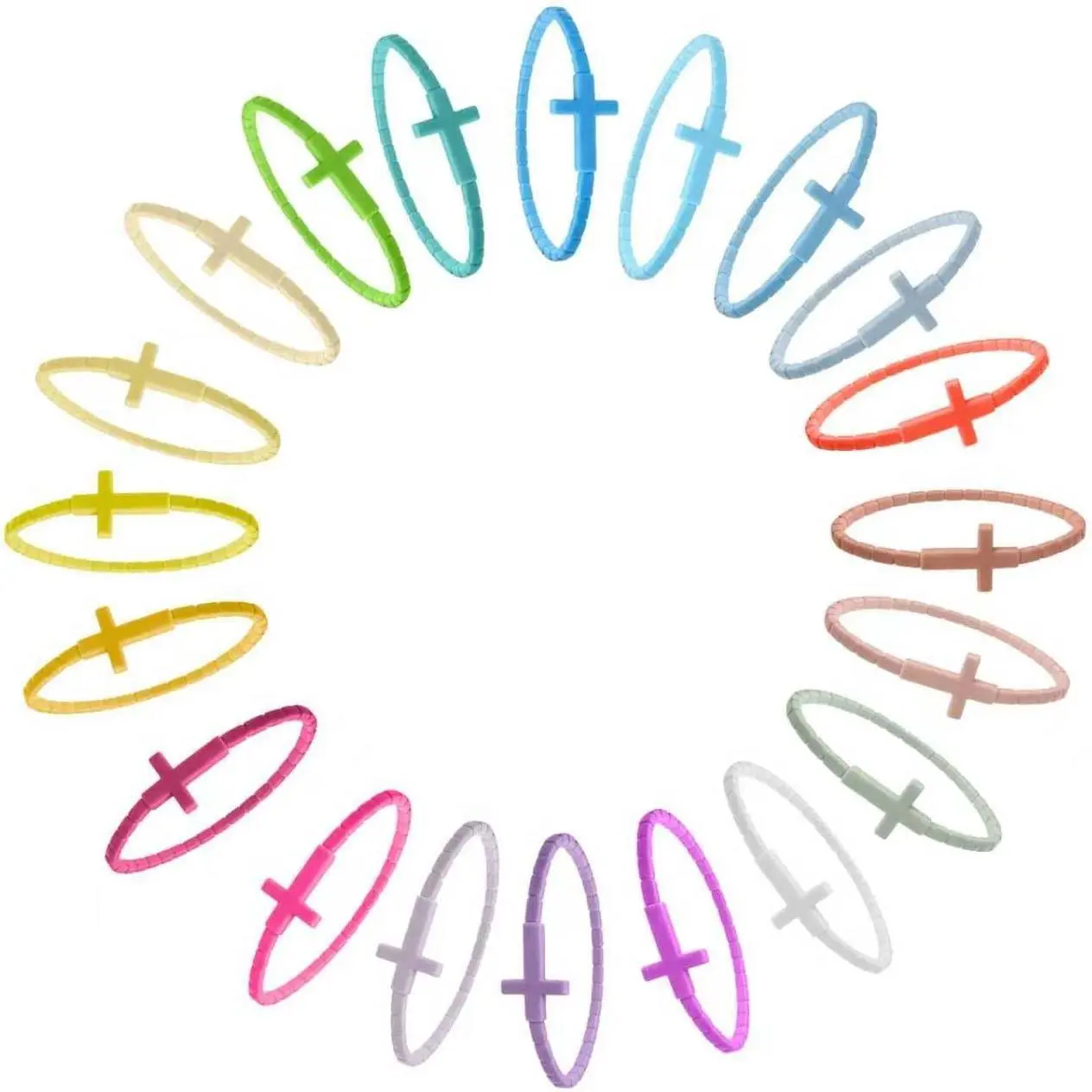 20 count   Bracelets for  & Adults - Religious  Faith Bracelet Set, Stretchable Rubber Wristbands for Easter, Baptism, Church Party Favors, Bulk Multi-Color Christian Gifts