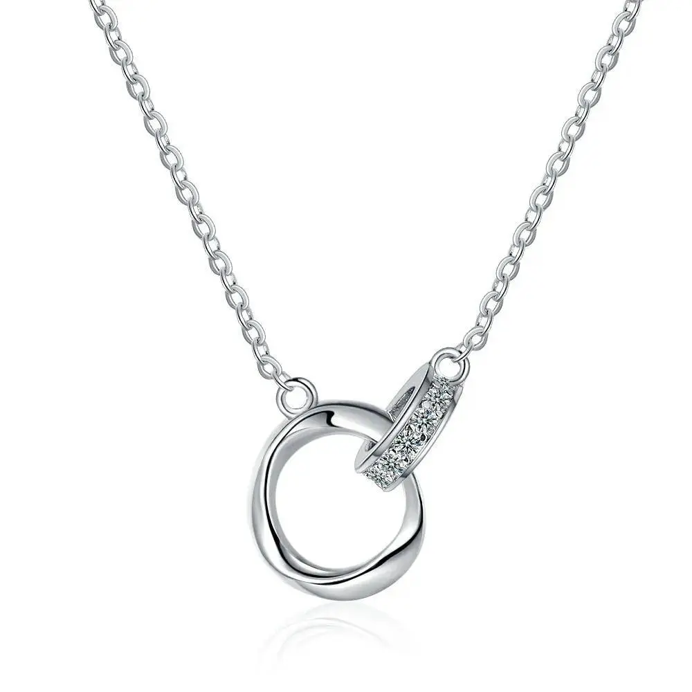 925 Sterling Silver Necklace Mobius Ring Diamond Pendant Women's Fashion Simple Birthday Party Wedding Anniversary Jewelry Gift