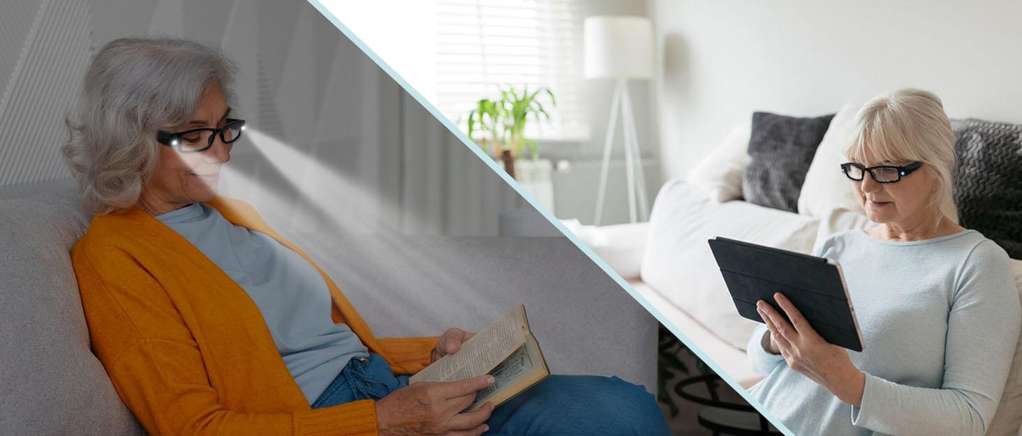 Reading Glasses with Light Magnifying Glasses with Light Led Magnifier Eyeglasses Nighttime Reader Frame Eyewear+2.5