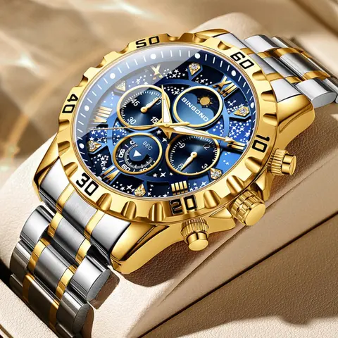 Men's Business Fashion Round Dial Analog-digital Quartz Watch, Business Wristwatch, Fashionable Stylish Watch, Fashion Watch for Party, Daily Clothing Decor, Trendy All-match & Exquisite Watch for Birthday Gift, with Box