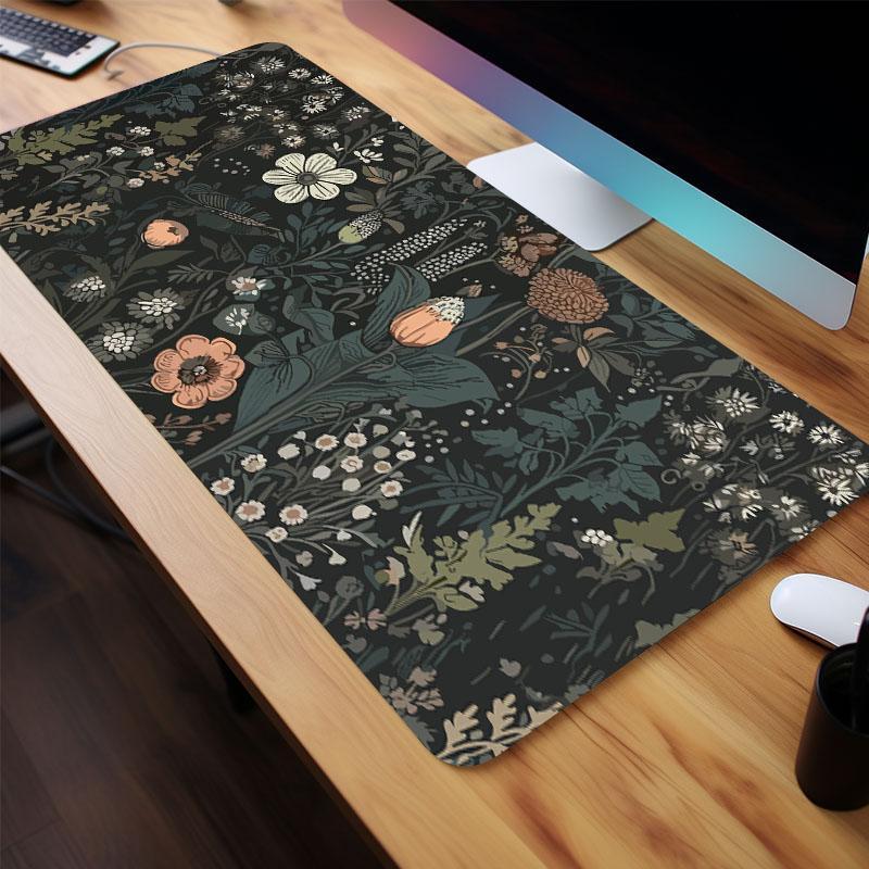 Floral Pattern Mouse Pad, 1 Count Non-slip Rubber Base Stitched Edge Keyboard Mat, Aesthetic Mouse Pad for Gaming, Office Desk Accessories