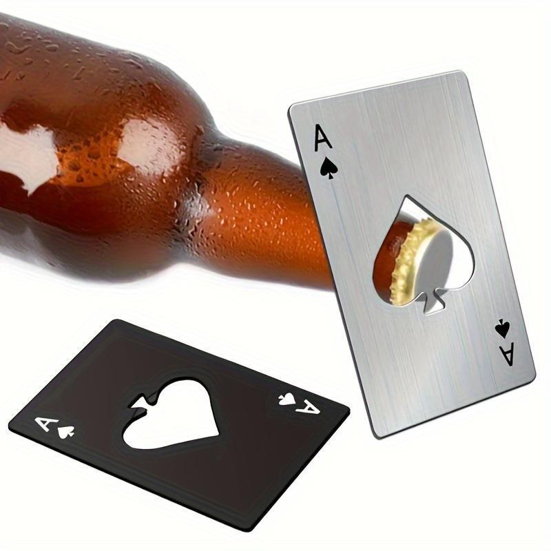 Stainless Steel Poker Shaped Bottle Opener, 2pcs Portable Non-slip Manual Beer Opener, Bottle Cap Remove Tool for Indoor & Outdoor, Utensils