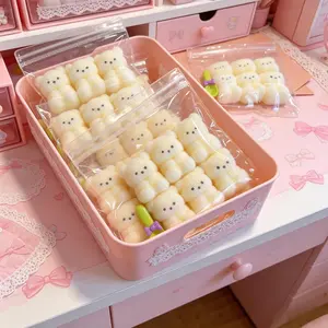 1 Piece Six Consecutive Creamy Texture Little Bear Mochi Toys Cute Plush Sensory Silicone Slow Rebound Pinch Decompression Toy