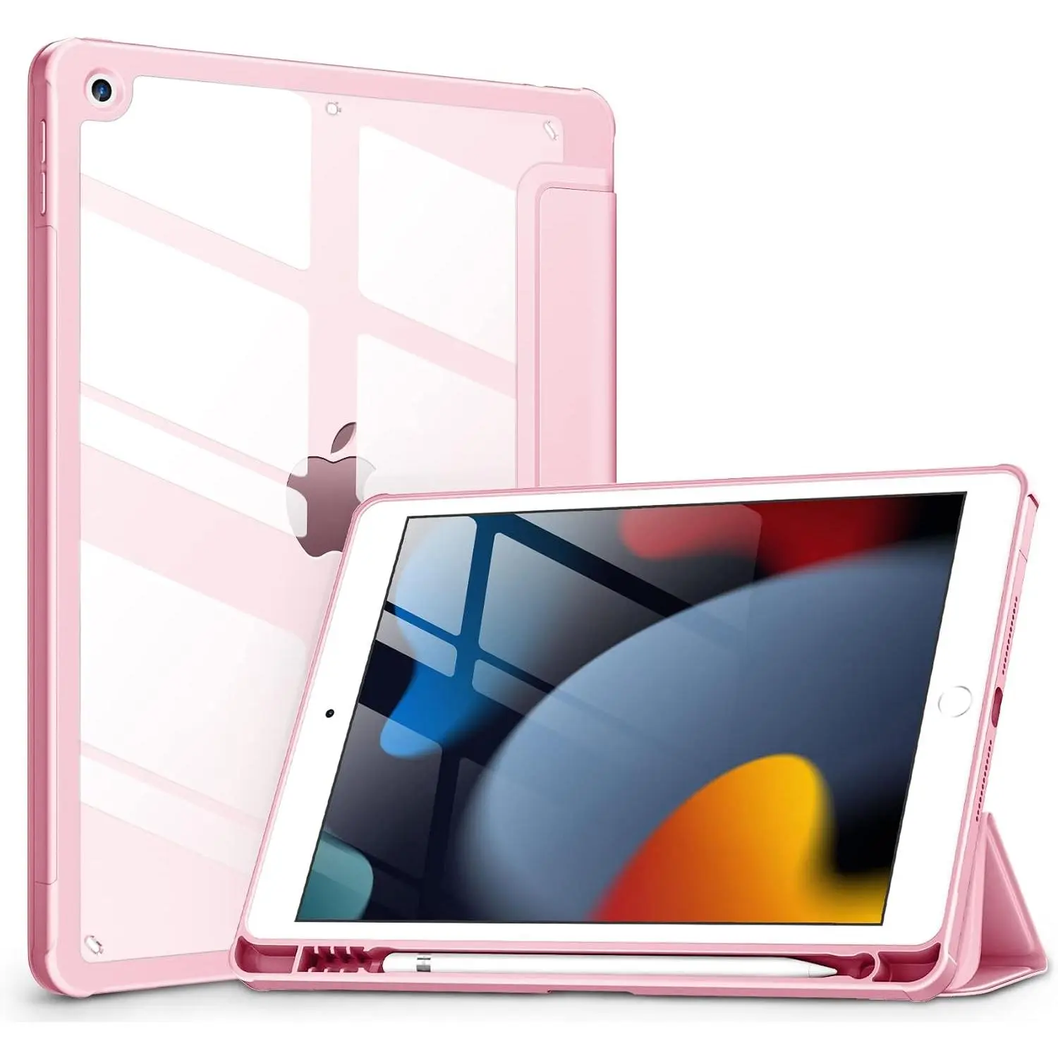 Case for iPad 9th / 8th / 7th Generation 10.2 inch (2021/2020/2019 Released), Clear , TPU Shockproof Frame Cover[-in Pencil Holder,Support Auto Sleep/Wake] for ipad 10.2 -