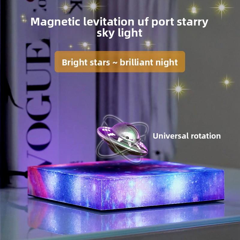 Magnetic Levitation UFO Starry Sky Lamp Gift Ornament Ambient Illumination for Home Decor and Gift Giving with Rotating Feature