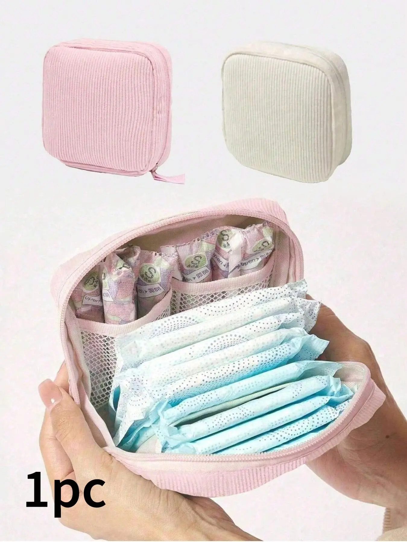 Sanitary Napkin Storage Bag, Portable Storage Bag, Pouch, Large Capacity, Simple Style, Used To Store Sanitary Napkins, Panty Liners And Tampons, Striped Travel Storage, Stripe Series Makeup Bag, Nylon Pouch, Travel Essentials