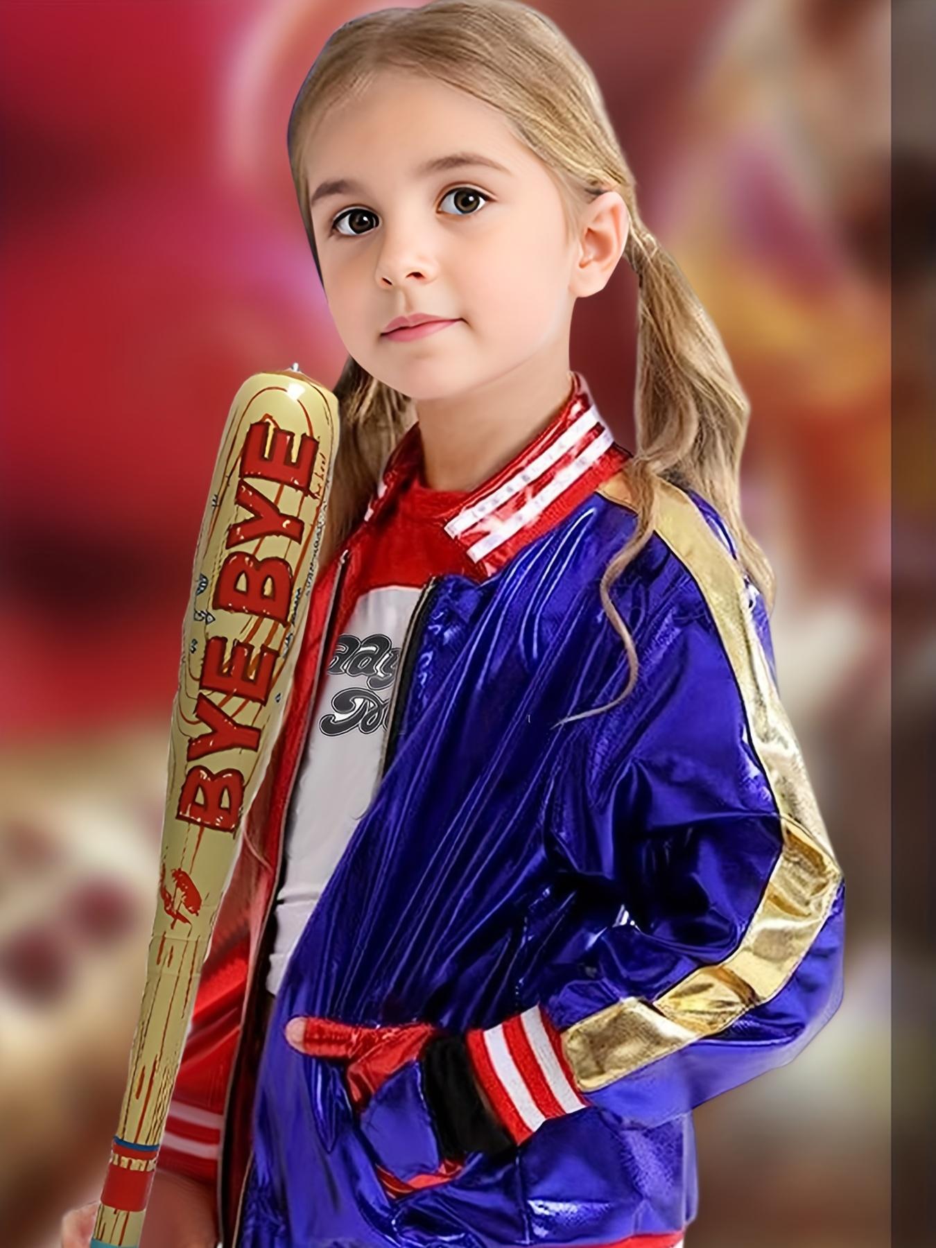 9pcs Joker Costume Halloween for Cool Girls Jacket Shorts T-Shirt Easy to Wear Kids Cosplay Deluxe Blue Red Suit Movie Outfit