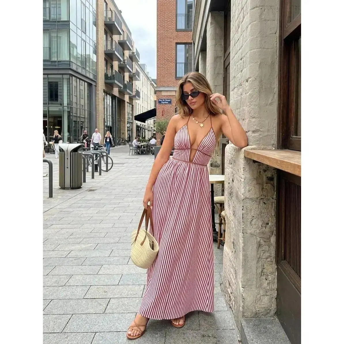 Bohemian Hawaiian Print Women Maxi Dress, Adjustable Spaghetti Strap Summer Long Sundress, Lightweight Casual Beachwear, Perfect Resort & Outdoor Vacation Attire