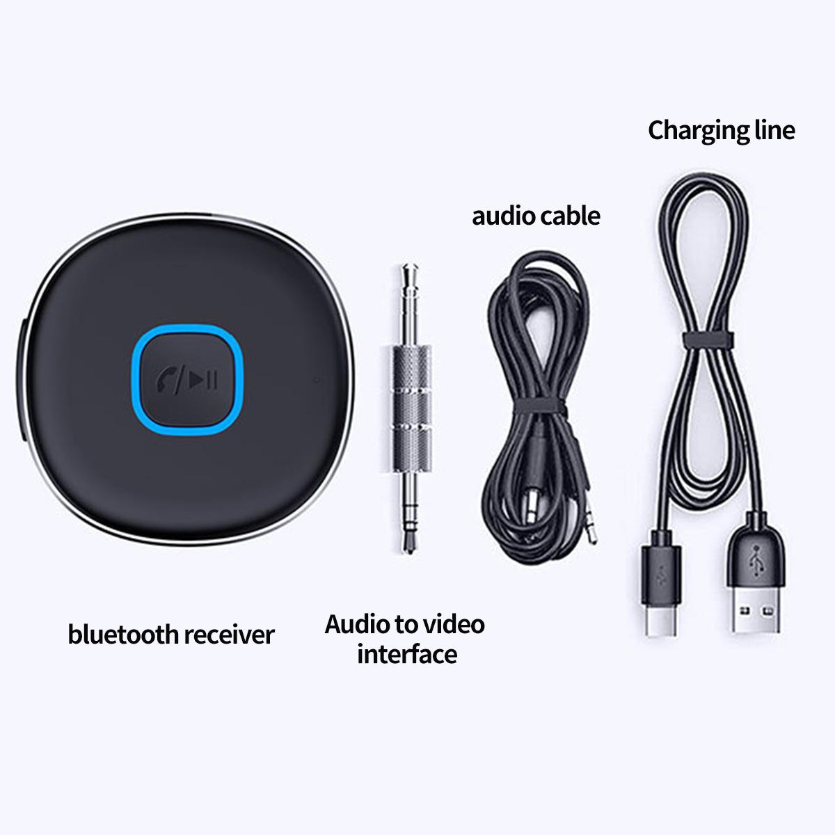 Car Bluetooth Receiver, Noise Cancelling 3.5mm Bluetooth Car Adapter, Wireless Audio Receiver for Home Stereo/Wired Headsets, Hands-Free Calling