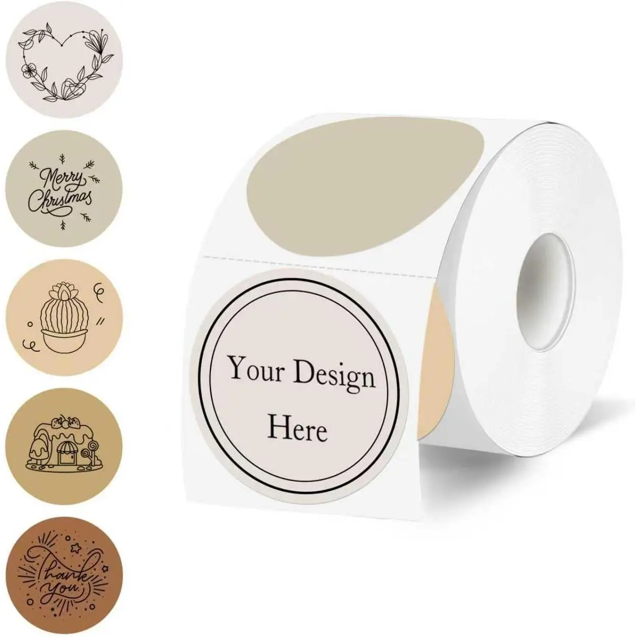 2 Inch Round Thermal Label Stickers, Circle Thermal Stickers Labels, Waterproof Direct Thermals Printer Label-300 Sheets/Autumn Colors