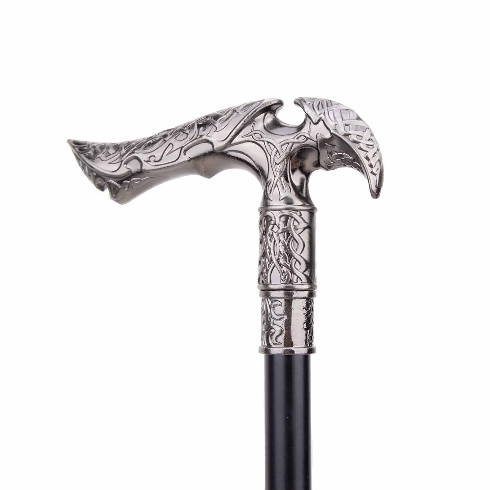 36.61-Inch Long Handle Retro Silvery Grey Alloy Decorative Cane - Adult Fashion Unisex Hiking Stick Accessory for Halloween Holiday Costumes, Role-Play Events
