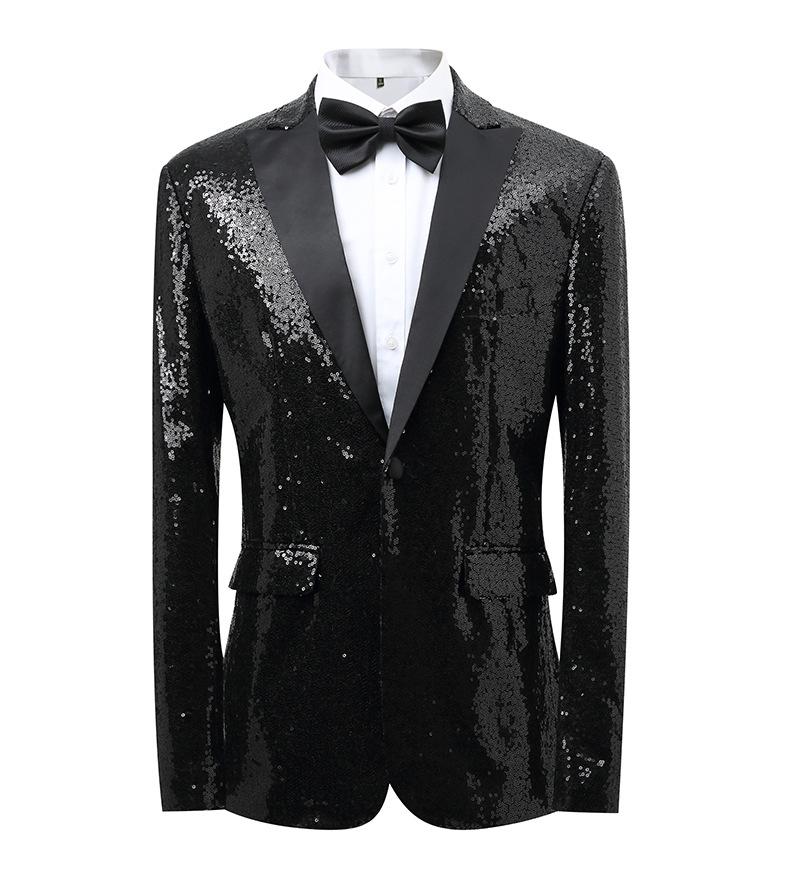 Gold Sequin Stage Performance Suit Jacket  Men's Korean Style Blazer For Nightclub, Wedding Host, Emcee, Photoshoot