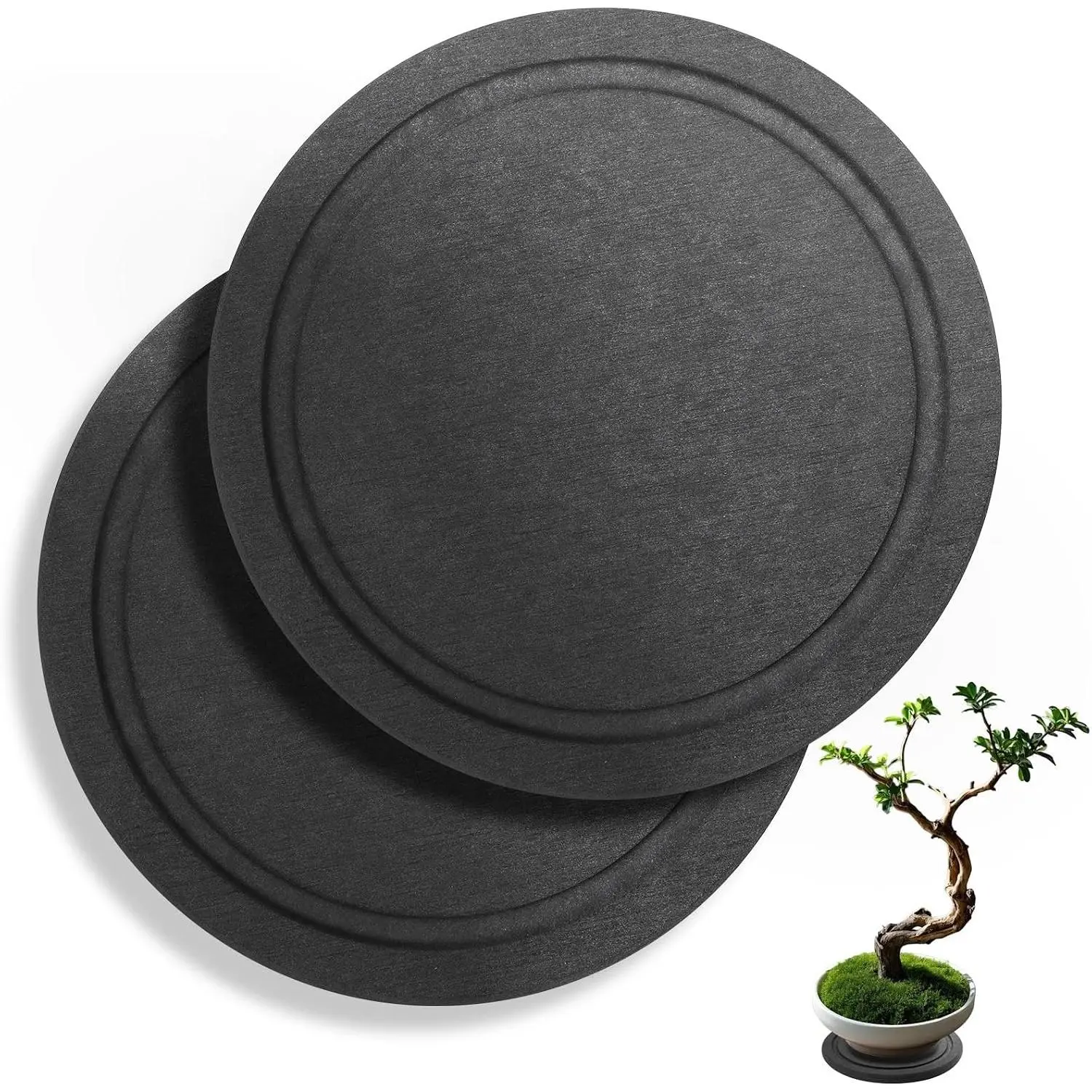 Saucers, 2 Pack 4 Inch Diatomaceous Earth  Dry Tray | Round Pot Trays to Catch Water, Indoor Outdoor  Flower Drip Pans, Flower and  Pot