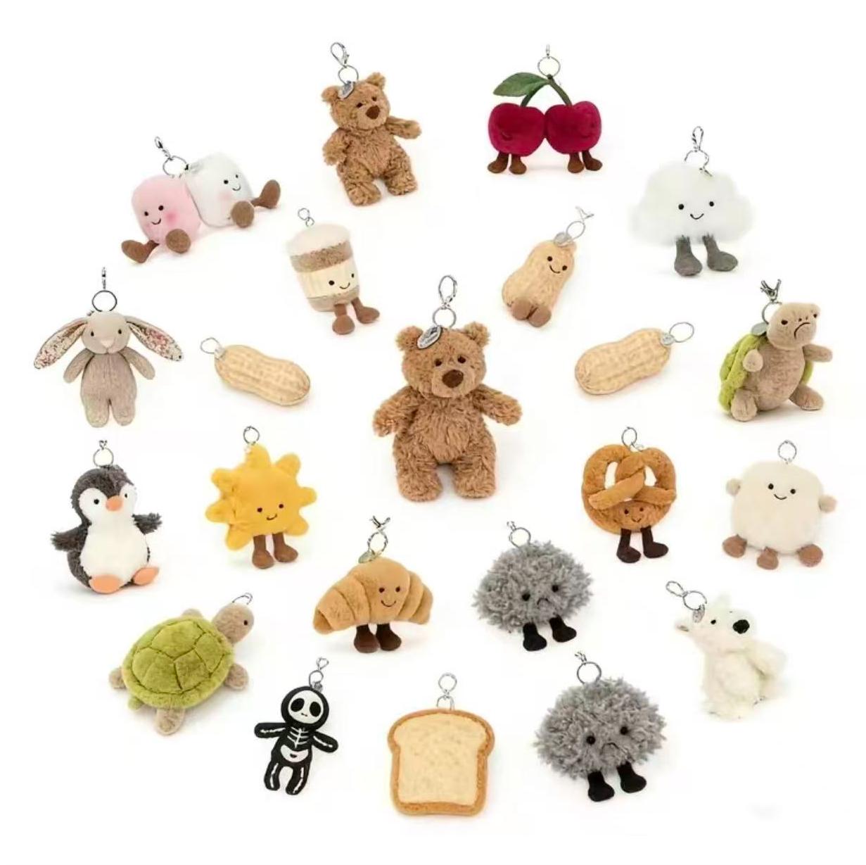 Cute Plush Keychain Set Assorted Animal Designs Lightweight Durable Bag Charm for Keys Backpack Luggage Gift for Her Valentines Day
