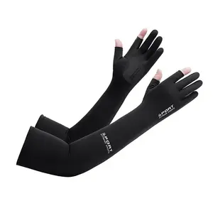 Unisex Summer All-in-One UV Protection Gloves Ice Sleeves UPF50+ Non-slip Breathable Touchscreen Sun Arm Sleeves for Cycling Driving Hiking Gardening Daily Outdoor Activities