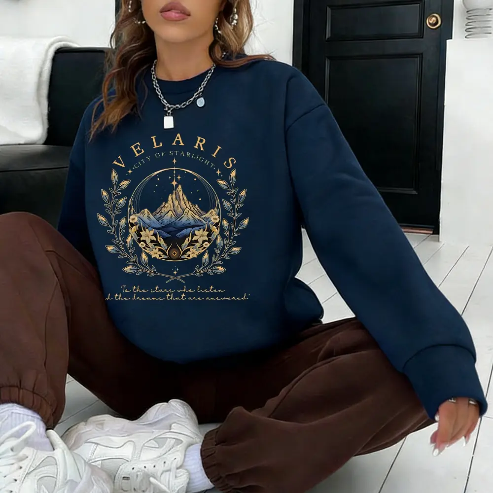 Velaris Inspired Velaris Court of Dreams Graphic Crewneck Sweatshirt Streetwear Pullover Long Sleeve Crewneck Sweatshirt Men Women Pullover Casual Top Unisex Casual Everyday Top