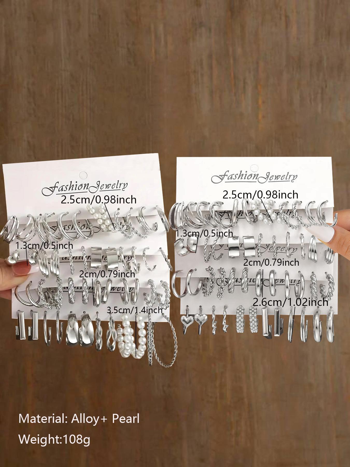 Faux Pearl Decorated Geometric Design Hoop Earrings, Summer Outfits 2024 Matching Earrings Set, Jewelry Accessories for Women & Girls, Fashionable Jewelry Accessories