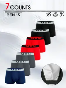 7 pcs men's flat cornered underwear, fashion and comfort, Lightweight sports underwear, Suitable for wearing in all seasons, at home, casual Men's underwear, Suitable for participating in various activities, Men's four cornered underwear, Athletic