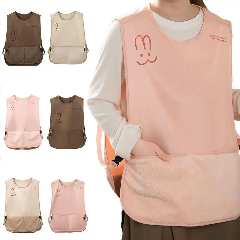 Decorative Protective Aprons, Waterproof Stain-Resistant Vest-Style Kitchen Aprons, Wipeable Breathable Coffee House Uniforms