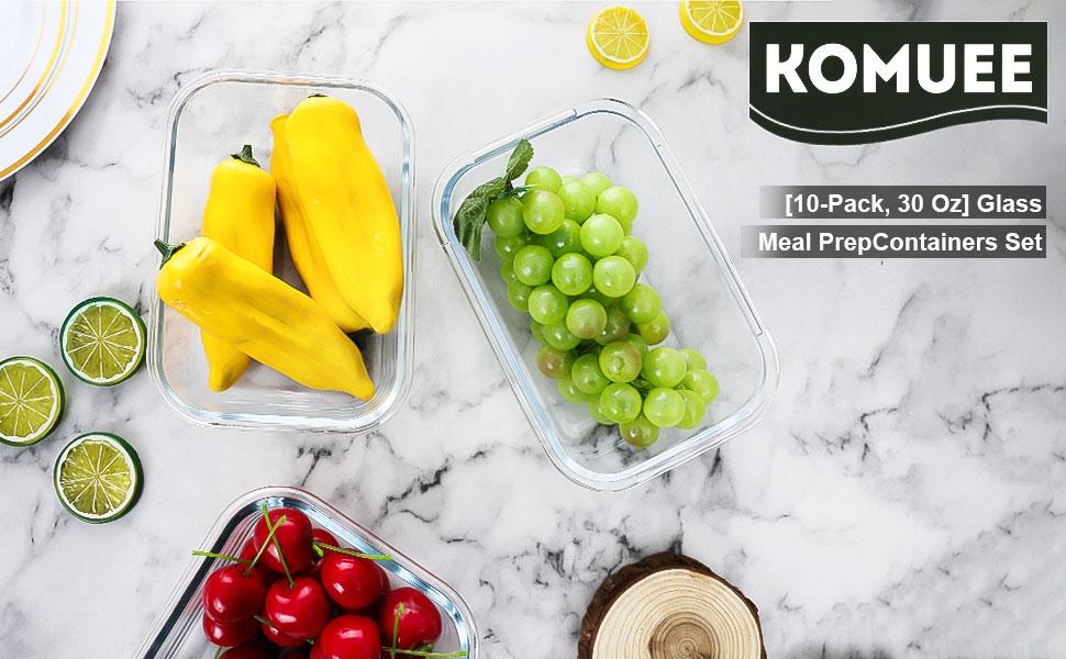 10 Packs 30 oz Glass Meal Prep Containers,Glass Food Storage Containers with Lids,Airtight Lunch Bento Boxes,Microwave,Freezer and Dishwasher,Gray