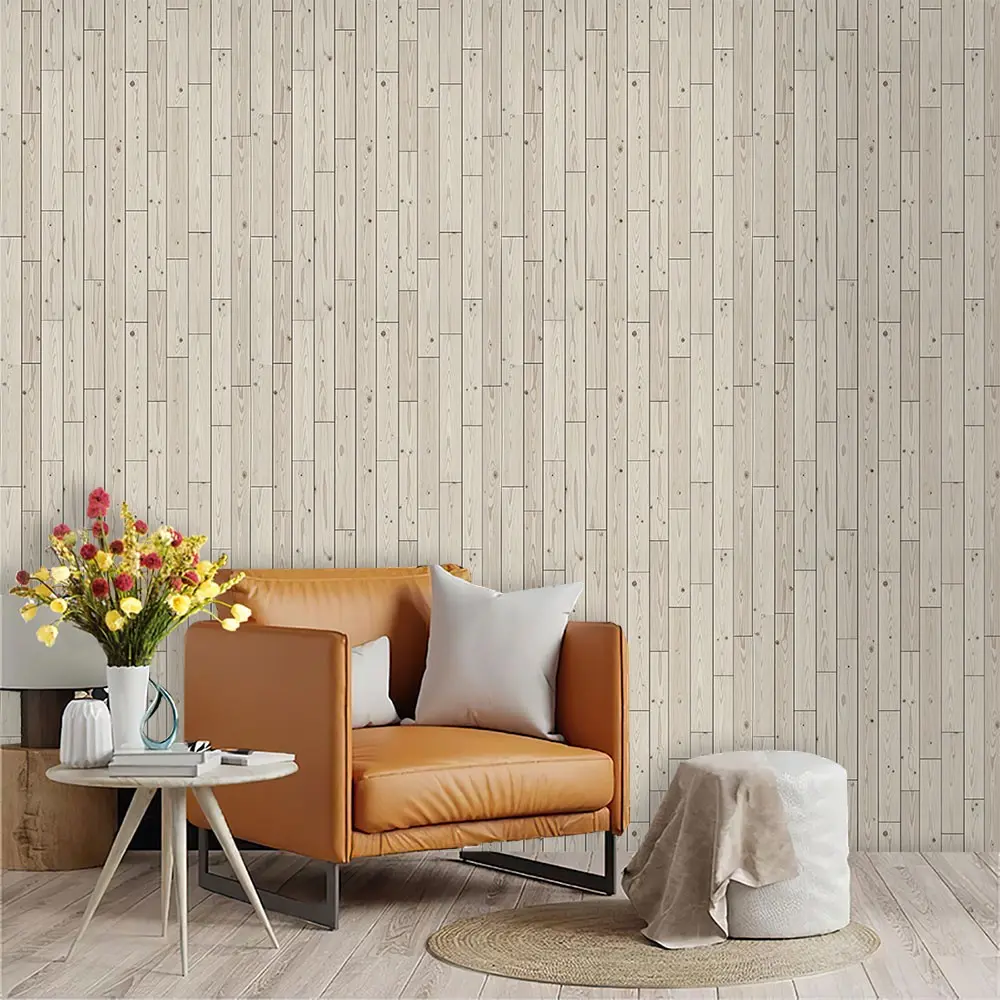 Light Washed Wood Grain Wallpaper, PVC Material, Peel-And-Stick, Mould-Proof, Ideal for Kitchen/living Room/bathroom Decor