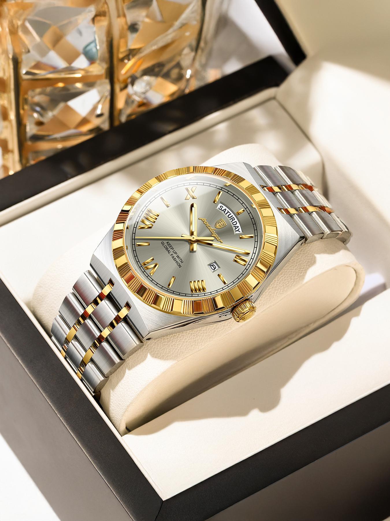 Men's Business Fashion Round Dial Analog Quartz Watch, Fashion Watch for Party, Daily Clothing Decor, Trendy All-match & Exquisite Watch for Birthday Gift with Box, Business Fashion Watches