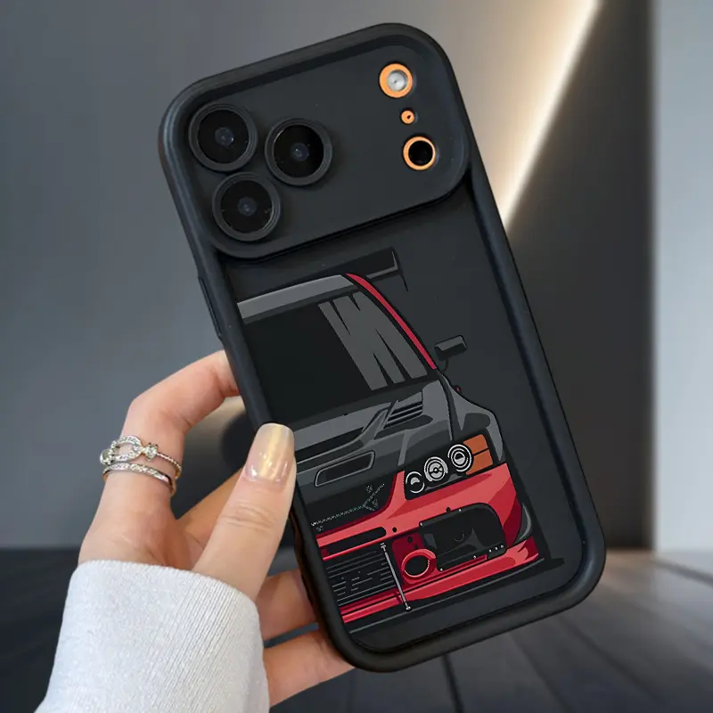 JDM Sports Car Print Customizable Durable Drop-Proof Silicone Phone Case - Shockproof Soft Matte TPU Armor, Lens Protector for iPhone 17/16/16e/15/14/13/12/11 Pro Max Plus/X/XS, Father’s Day Gift
