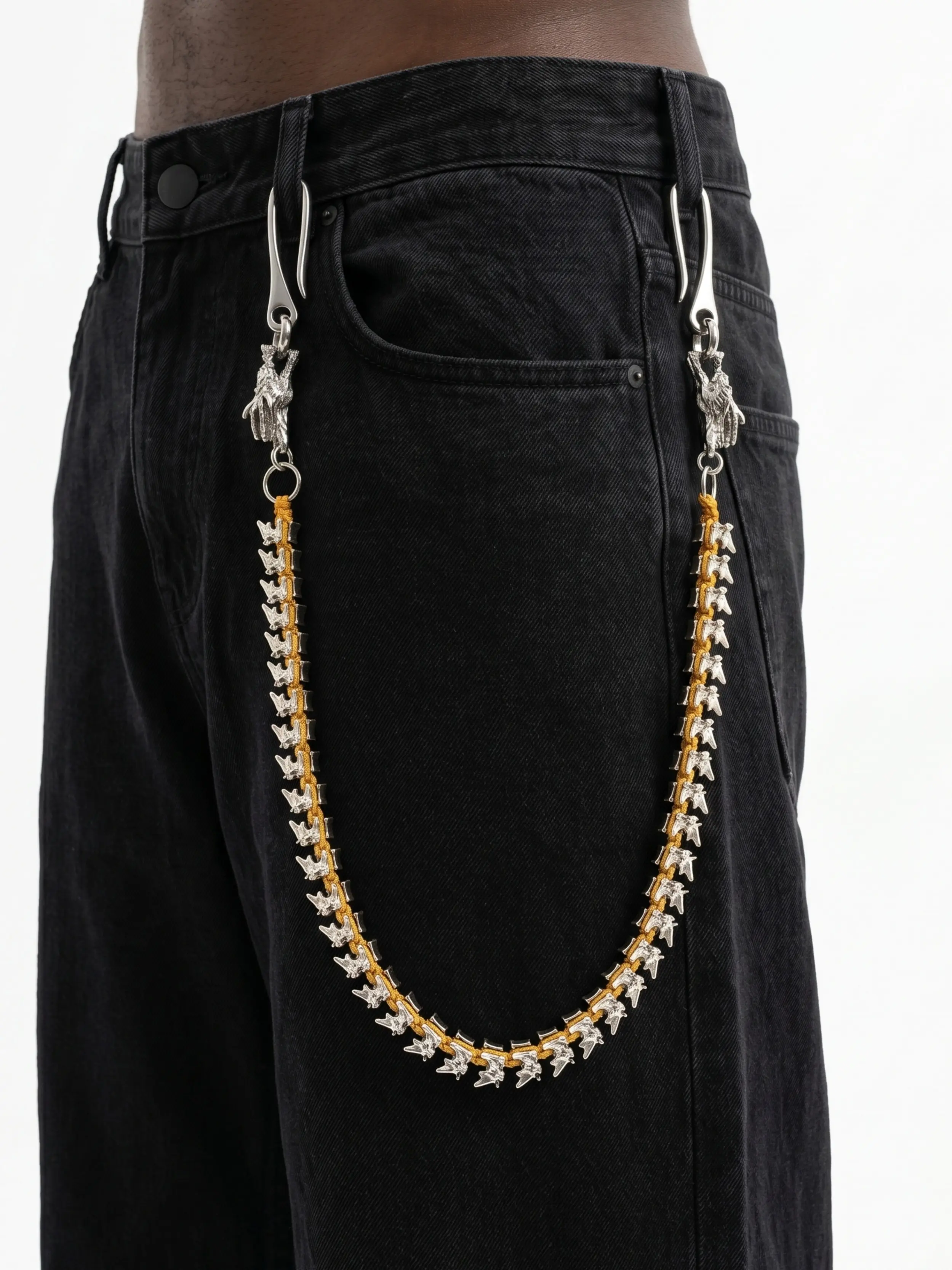 Y2K Spine Wallet Chain Punk Double Hook Pants Chain Streetwear Fashion Accessory Chains for Pants