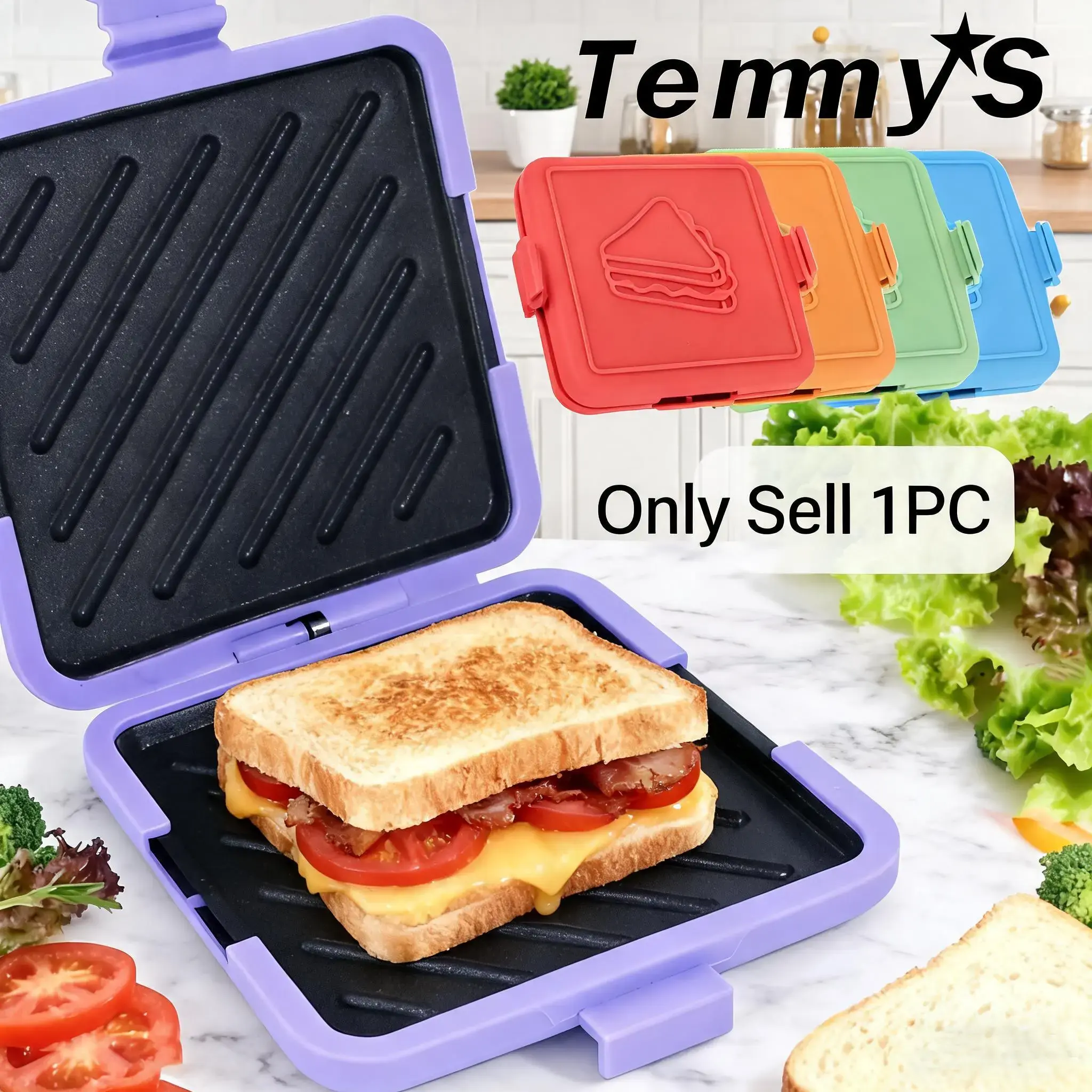 Toasite Microwave Nonstick Sandwich Maker Sandwich Toaster Non-Stick Grill Plate & Griddle, Gourmet Sandwich Press, No Power Needed, Time-Saving & Dishwasher Safe #GLOBAL PICKS