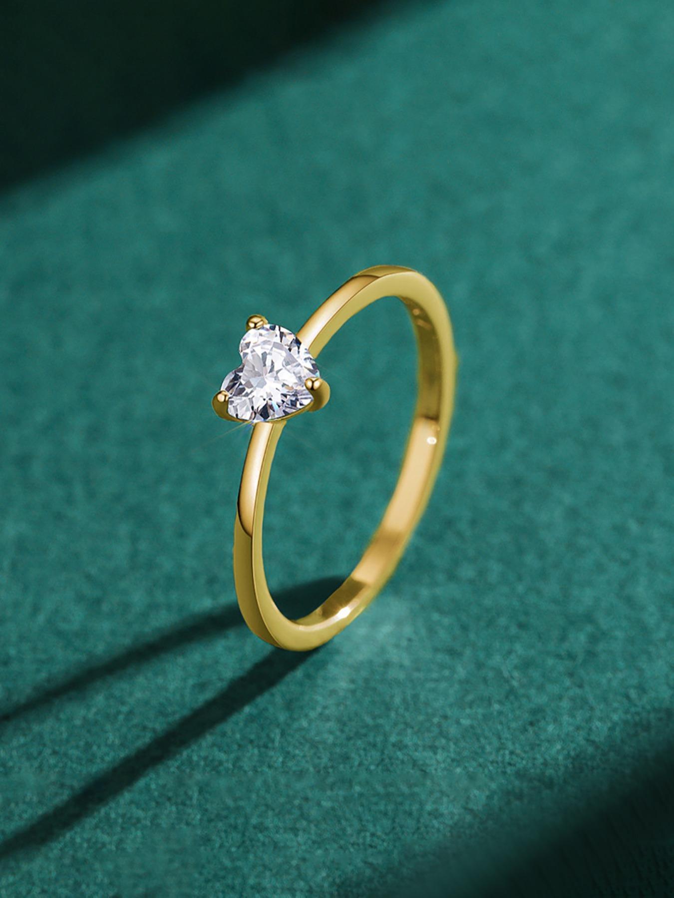 S925 Sterling Silver Heart Shaped Artificial Zirconia Ring, Elegant Compact Ring for Women & Girls, Fashion Promise Ring, Fashion Jewelry for Party, Daily Decor, Trendy All-match & Exquisite Jewelry for Birthday Gift