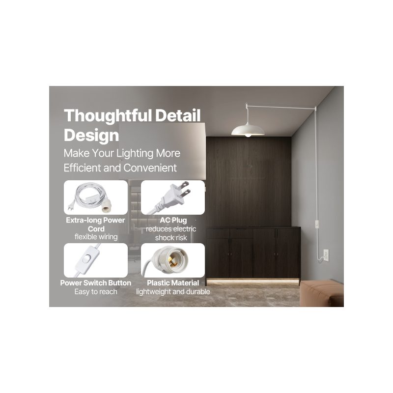 VEVOR Plug in Hanging Light Cord Kit, 16ft Lantern Extension Cords, 2 Pack E26 Light Socket Lamp Cord Replacement, Secure Sturdy, Easy to Install, Pendant Lamp Kit On/Off Switch Socket Rings VEVOR Plug in Hanging Light Cord Kit, 16ft Lantern Extension Cords, 2 Pack E26 Light Socket Lamp Cord Replacement, Secure Sturdy, Easy to Install, Pendant Lamp Kit On/Off Switch Socket Rings