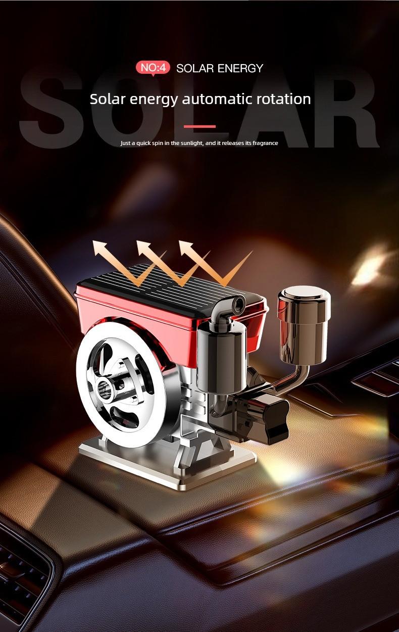 Solar Engine Car Aromatherapy Diffuser, Diesel Engine Style Car Decoration, Solar Rotating Car Air Freshener No Charging Needed, Multiple Fragrances, Gift for Boyfriend