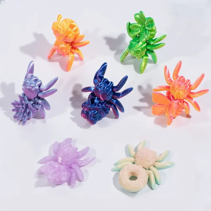 7-Piece 3D Printed Spider Models, Random Styles and Colors, Desktop Decor, Collectible Landscape Decoration, Halloween Christmas Gift!