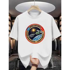 Apollo Soyuz Men'S T-Shirt |   Spacecraft Docking Mission Patch Print Pattern, Pure, Premium Print, Durable, Casual Fashion, Crew Neck, Regular Fit, Short Sleeve