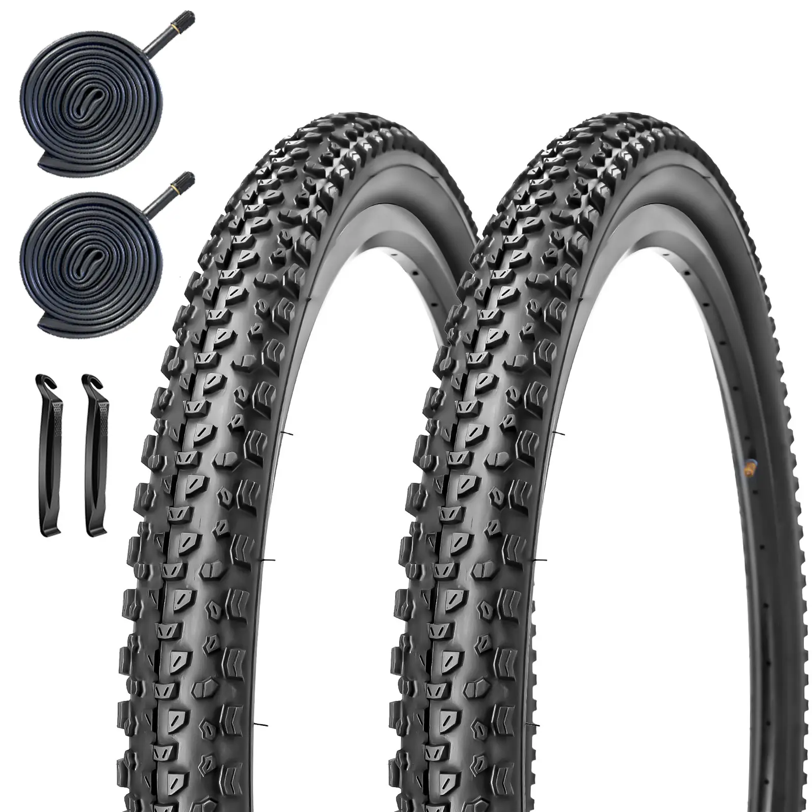 2 Pack 27.5 Inch Mountain Bike Tires 27.5 x2.10 54-554 Foldable Replacement Bicyle Tires with 2pcs 27.5'' x 1.75-2.125'' Bike Tire Inner Tubes Schrader Valve 32mm for 27.5 X 1.95/2.10/2.125 Mountain Bike Beach Cruiser Bike City Urban Bicycles Bikes