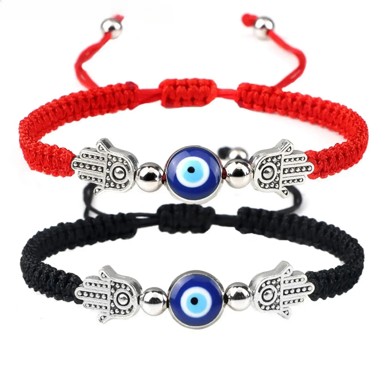 HearthVibe Studio Red Turkish Evil Eye Braided Rope Bracelet, Adjustable Unisex Black Wristband with Evil Eye Charm, Sporty Fashion Jewelry Friendship Gift for Men & Women