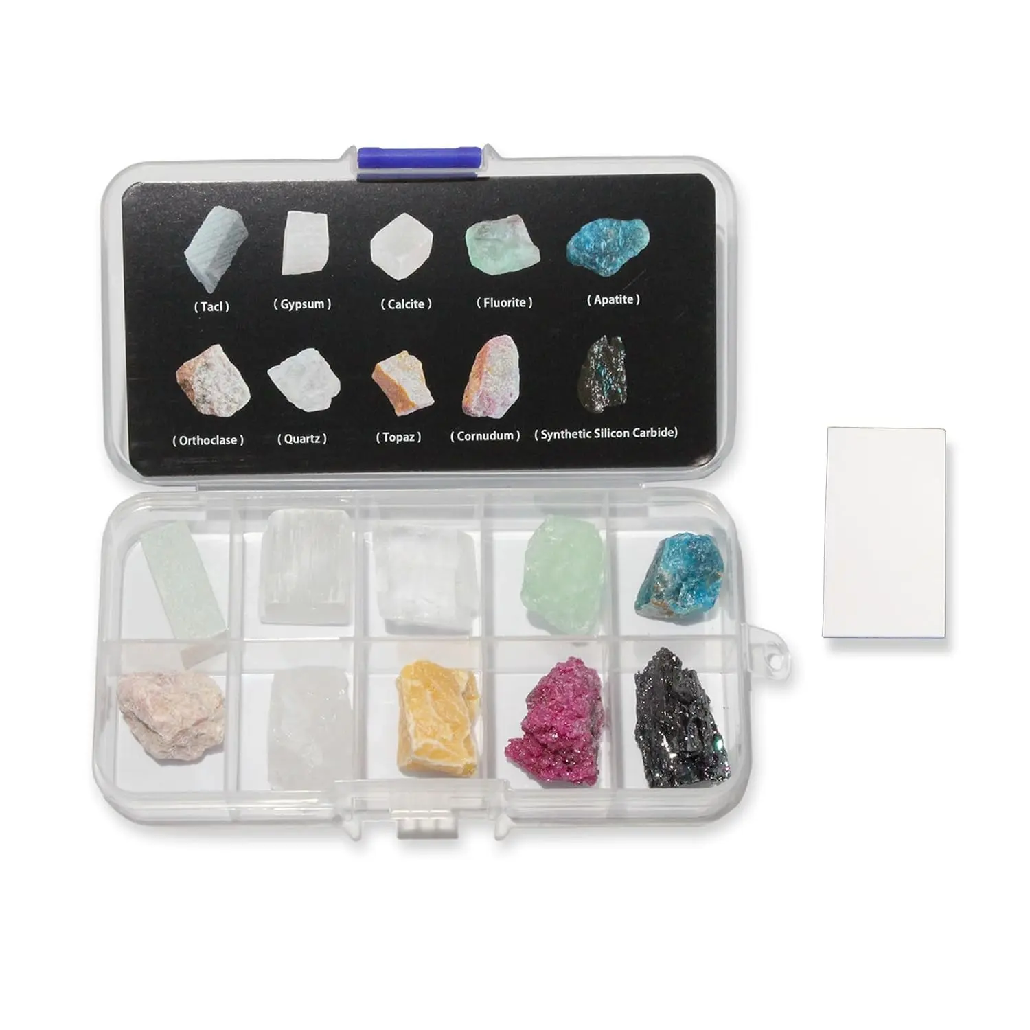 Hardness Test Kit - Include 10 Rock Mineral Specimens and 1 Unglazed Porcelain Streak Plates for Exploring Identifying Studying Geology and Earth Science