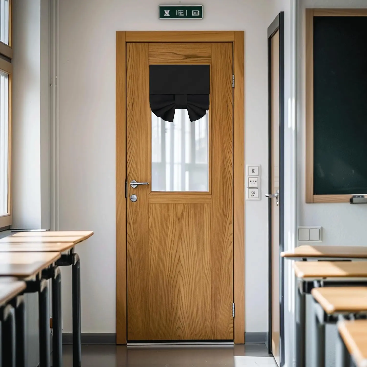 NICETOWN 100% Blackout Classroom Curtain for Privacy, Lockdown Shade, Thermal Insulated Door Shade Blocks Views