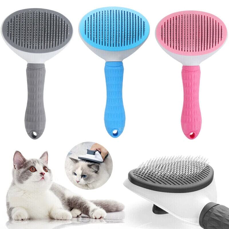 Automatic Pet Hair Removal Brush, 1 Count Pet Grooming Brush, Slicker Brush, Shedding Brush with Cleaning Button, Pet Massage Brush for Cats, Dog & Cat Grooming Supplies