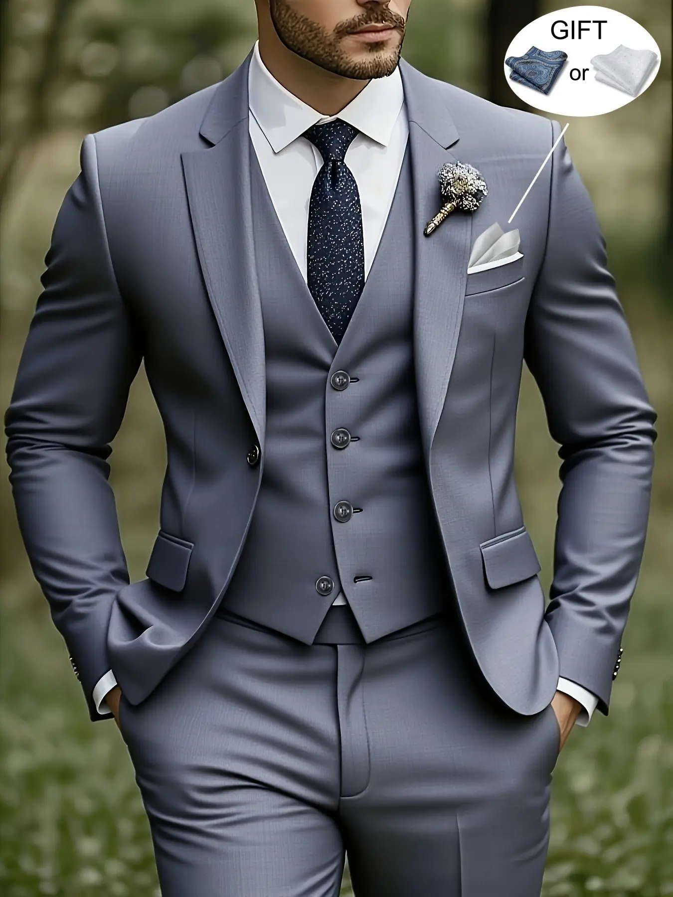 Men's 3pcs Suit Set, Work Uniform, Holiday Gift, Business, Halloween, Large Suit, Formal Tie, Suit Pants, Wedding Dress, Vest