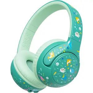 Bluetooth Toddler Headphones for 2+ Year Old with 75/80dBA Safe Volume, 74H Playtime, Green