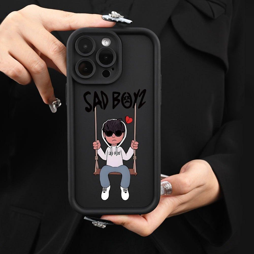 A matte phone case with a sad boy pattern, suitable for iPhone 17 Air/16 Plus/15 Pro Max/14 Pro/13/12/11/XS Max/X phone case, the best choice for holiday gifts to family, friends, lovers, or boyfriends TY411