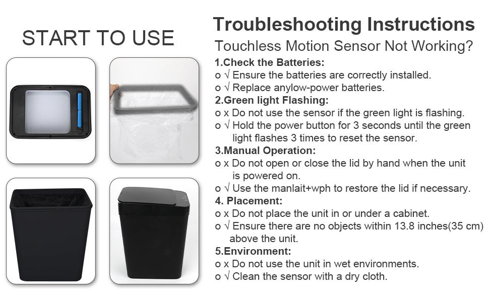 Bathroom Trash can,Smart Touchless Trash Can,Automatic Motion Sensor Trash Bin With Lid,2.4 Gallon Garbage Can, Kitchen, Bathroom, Office, Bedroom Trash can (Black)