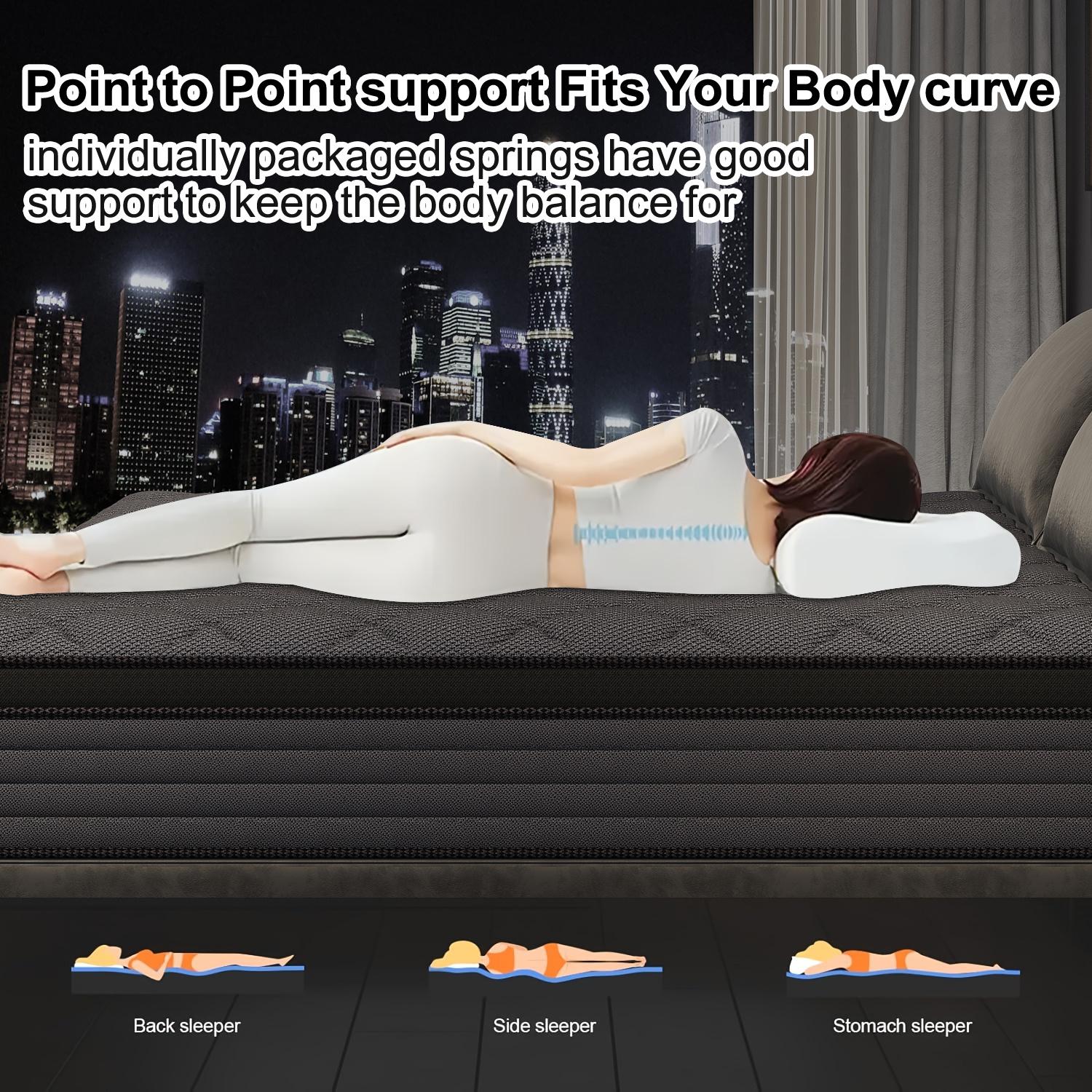 10/12/14 Inch Twin, Full, Queen, King Boxed Memory Foam and Spring Cooling hybrid Mattress Medium Firm, Lumbar Support Ergonomic, Breathable, Pressure Relief, MotionIsolation, queen size mattresses Furniture Gift for Children and Parents